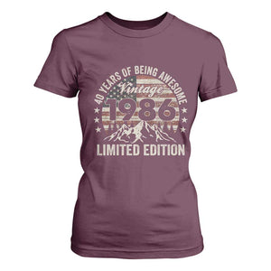 40th Birthday Made In 1986 Limited Edition T Shirt For Women 40 Years Of Being Awesome American Flag TS11 Maroon Print Your Wear