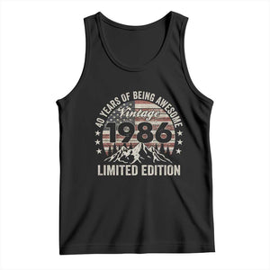 40th Birthday Made In 1986 Limited Edition Tank Top 40 Years Of Being Awesome American Flag TS11 Black Print Your Wear