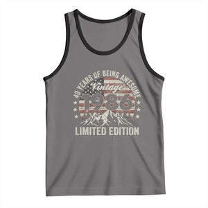 40th Birthday Made In 1986 Limited Edition Tank Top 40 Years Of Being Awesome American Flag TS11 Deep Heather Black Print Your Wear