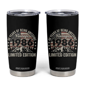 40th Birthday Made In 1986 Limited Edition Tumbler Cup 40 Years Of Being Awesome American Flag TS11 Black Print Your Wear
