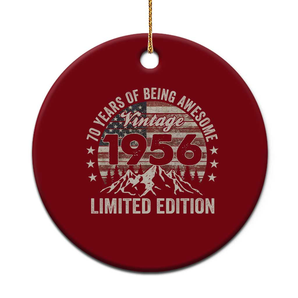 70th Birthday Made In 1956 Limited Edition Ceramic Ornament 70 Years Of Being Awesome American Flag TS11 1pc Red Print Your Wear
