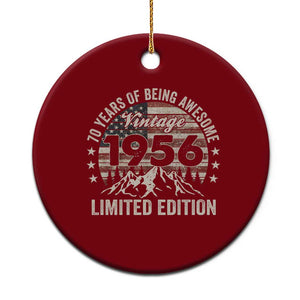 70th Birthday Made In 1956 Limited Edition Ceramic Ornament 70 Years Of Being Awesome American Flag TS11 1pc Red Print Your Wear