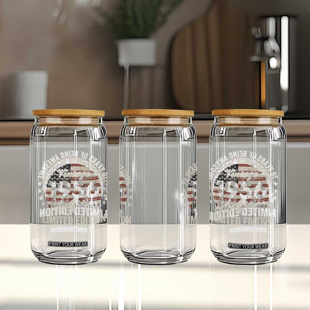 70th Birthday Made In 1956 Limited Edition Glass Can 70 Years Of Being Awesome American Flag TS11 Print Your Wear