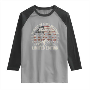 70th Birthday Made In 1956 Limited Edition Raglan Shirt 70 Years Of Being Awesome American Flag TS11 Sport Gray Black Print Your Wear