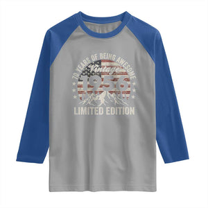 70th Birthday Made In 1956 Limited Edition Raglan Shirt 70 Years Of Being Awesome American Flag TS11 Sport Gray Royal Print Your Wear