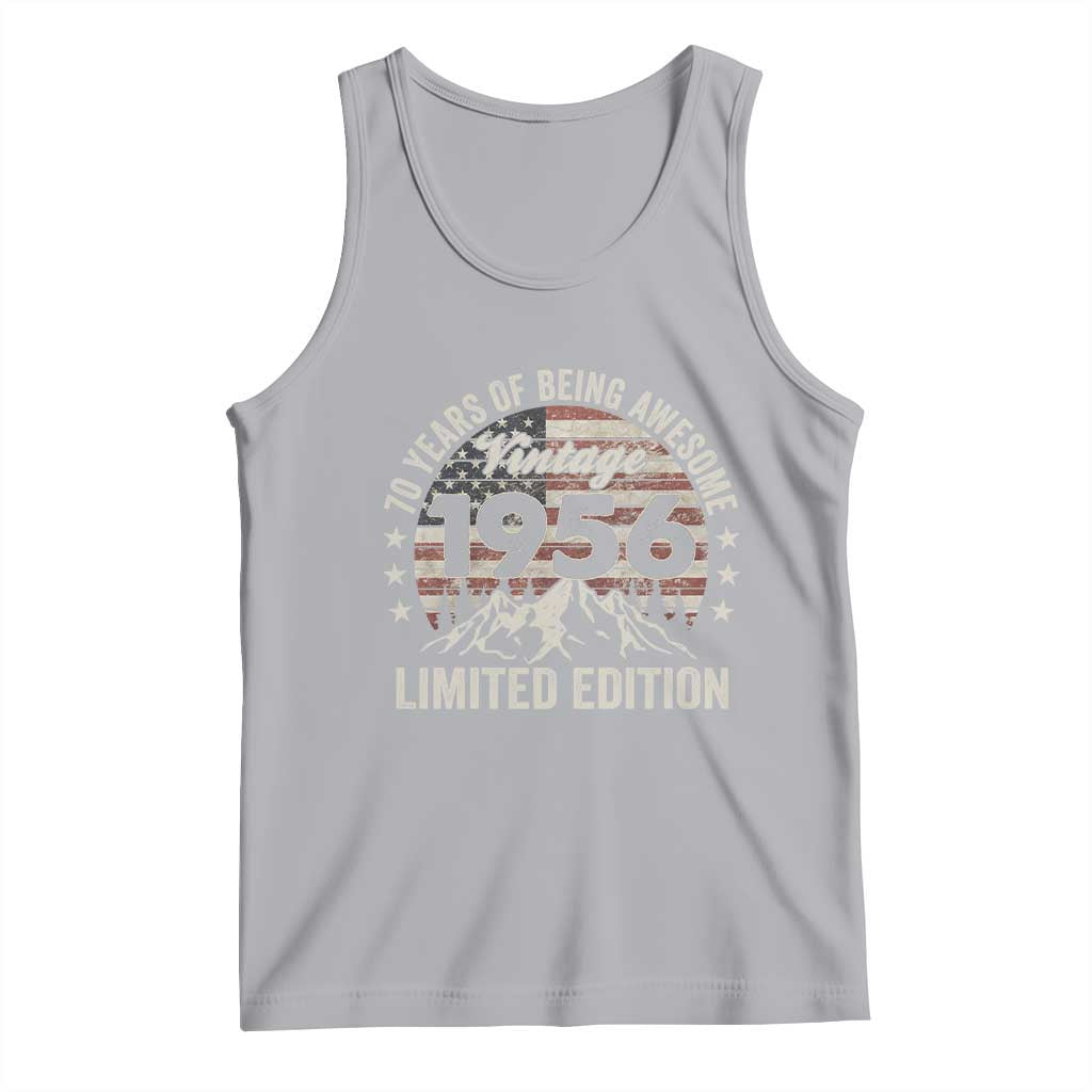 70th Birthday Made In 1956 Limited Edition Tank Top 70 Years Of Being Awesome American Flag TS11 Athletic Heather Print Your Wear