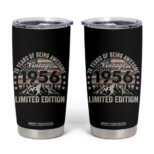 70th Birthday Made In 1956 Limited Edition Tumbler Cup 70 Years Of Being Awesome American Flag TS11 Black Print Your Wear