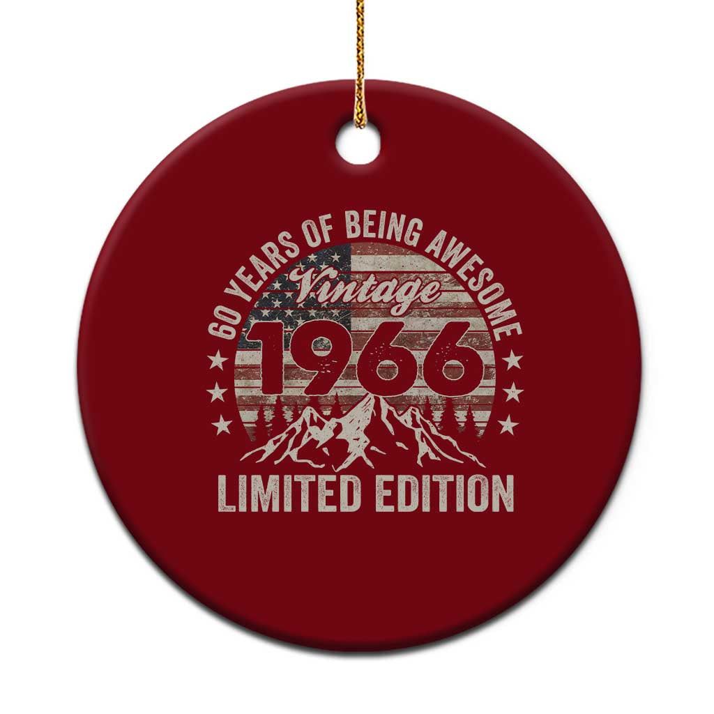 60th Birthday Vintage 1966 Limited Edition Ceramic Ornament 60 Years Of Being Awesome American Flag TS11 1pc Red Print Your Wear