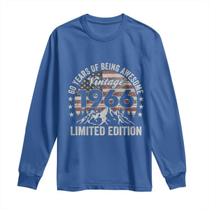 60th Birthday Vintage 1966 Limited Edition Long Sleeve Shirt 60 Years Of Being Awesome American Flag TS11 Royal Blue Print Your Wear