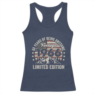 60th Birthday Vintage 1966 Limited Edition Racerback Tank Top 60 Years Of Being Awesome American Flag TS11 Navy Print Your Wear