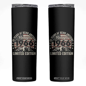 60th Birthday Vintage 1966 Limited Edition Skinny Tumbler 60 Years Of Being Awesome American Flag TS11 Black Print Your Wear