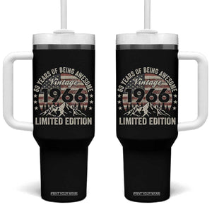 60th Birthday Vintage 1966 Limited Edition Tumbler With Handle 60 Years Of Being Awesome American Flag TS11 One Size: 40 oz Black Print Your Wear