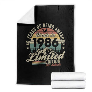 40th Birthday Made In 1986 Throw Blanket 40 Years Of Being Awesome Vintage Limited Edition TS11 Black Print Your Wear