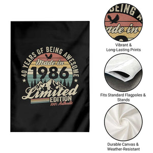 40th Birthday Made In 1986 Garden Flag 40 Years Of Being Awesome Vintage Limited Edition TS11 Print Your Wear