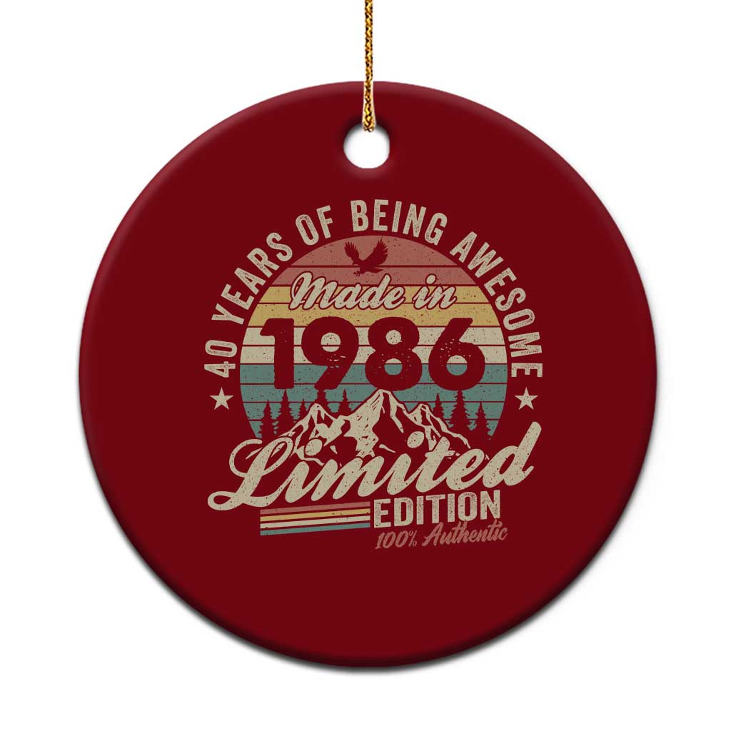 40th Birthday Made In 1986 Ceramic Ornament 40 Years Of Being Awesome Vintage Limited Edition TS11 1pc Red Print Your Wear