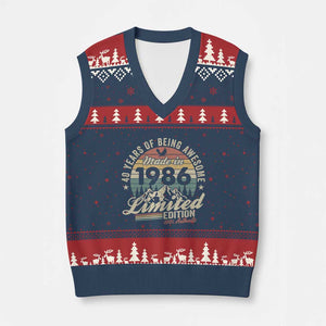 40th Birthday Made In 1986 V-Neck Knit Sweater Vest 40 Years Of Being Awesome Vintage Limited Edition TS11 Navy Red Print Your Wear