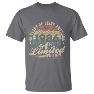 40th Birthday Made In 1986 T Shirt 40 Years Of Being Awesome Vintage Limited Edition TS11 Charcoal Print Your Wear