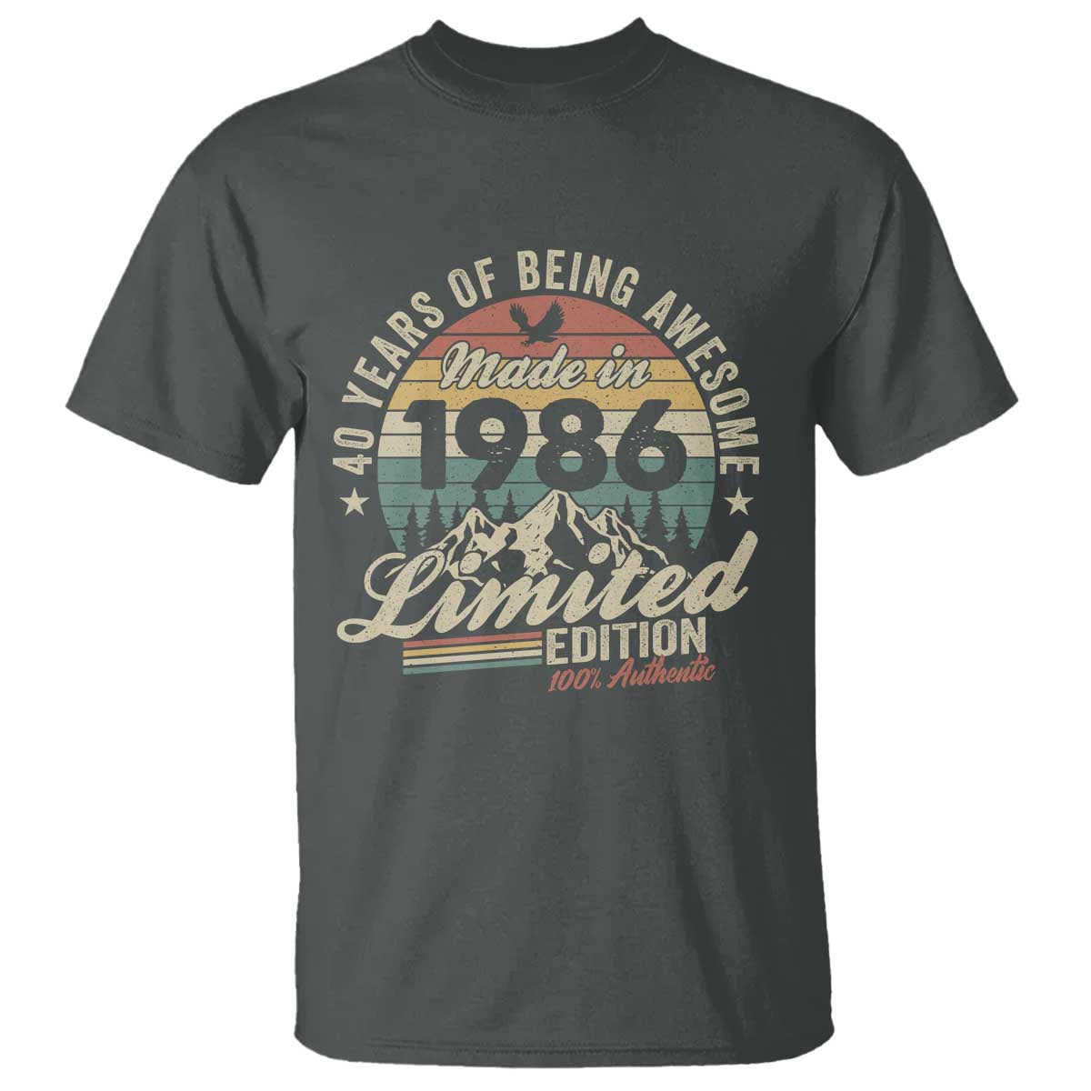 40th Birthday Made In 1986 T Shirt 40 Years Of Being Awesome Vintage Limited Edition TS11 Dark Heather Print Your Wear
