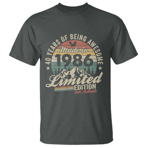 40th Birthday Made In 1986 T Shirt 40 Years Of Being Awesome Vintage Limited Edition TS11 Dark Heather Print Your Wear
