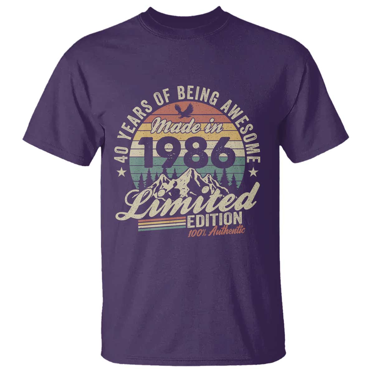 40th Birthday Made In 1986 T Shirt 40 Years Of Being Awesome Vintage Limited Edition TS11 Purple Print Your Wear