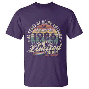 40th Birthday Made In 1986 T Shirt 40 Years Of Being Awesome Vintage Limited Edition TS11 Purple Print Your Wear