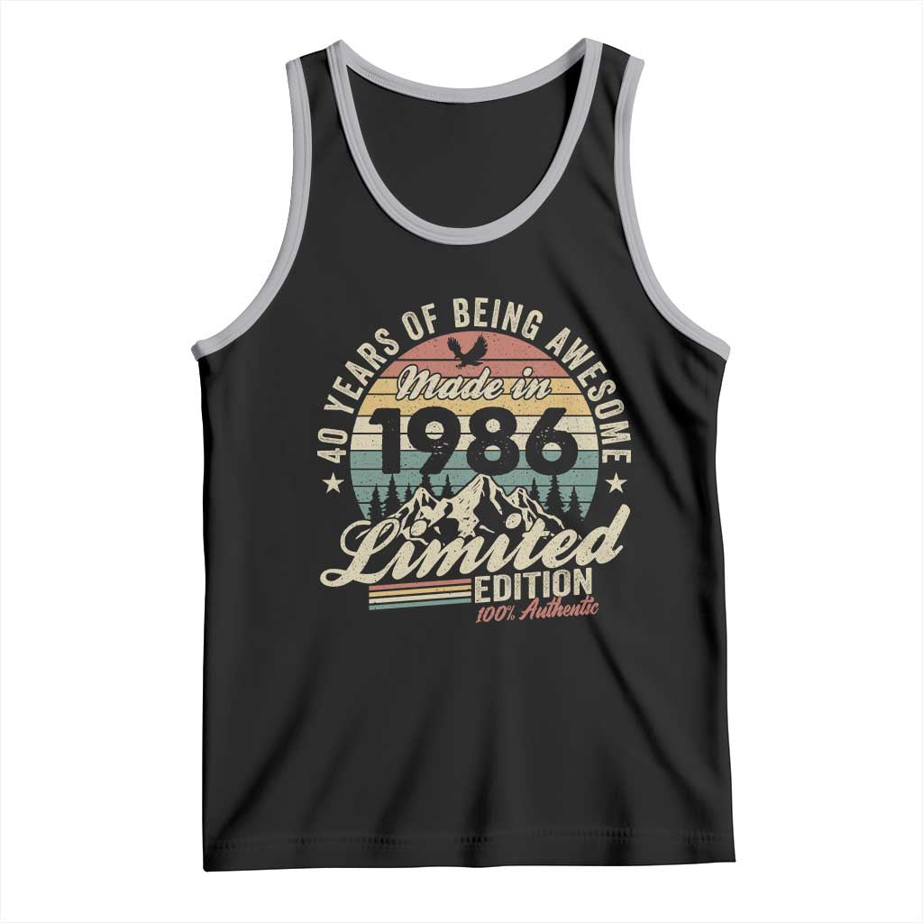 40th Birthday Made In 1986 Tank Top 40 Years Of Being Awesome Vintage Limited Edition TS11 Black Athletic Heather Print Your Wear