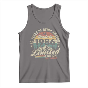 40th Birthday Made In 1986 Tank Top 40 Years Of Being Awesome Vintage Limited Edition TS11 Deep Heather Print Your Wear