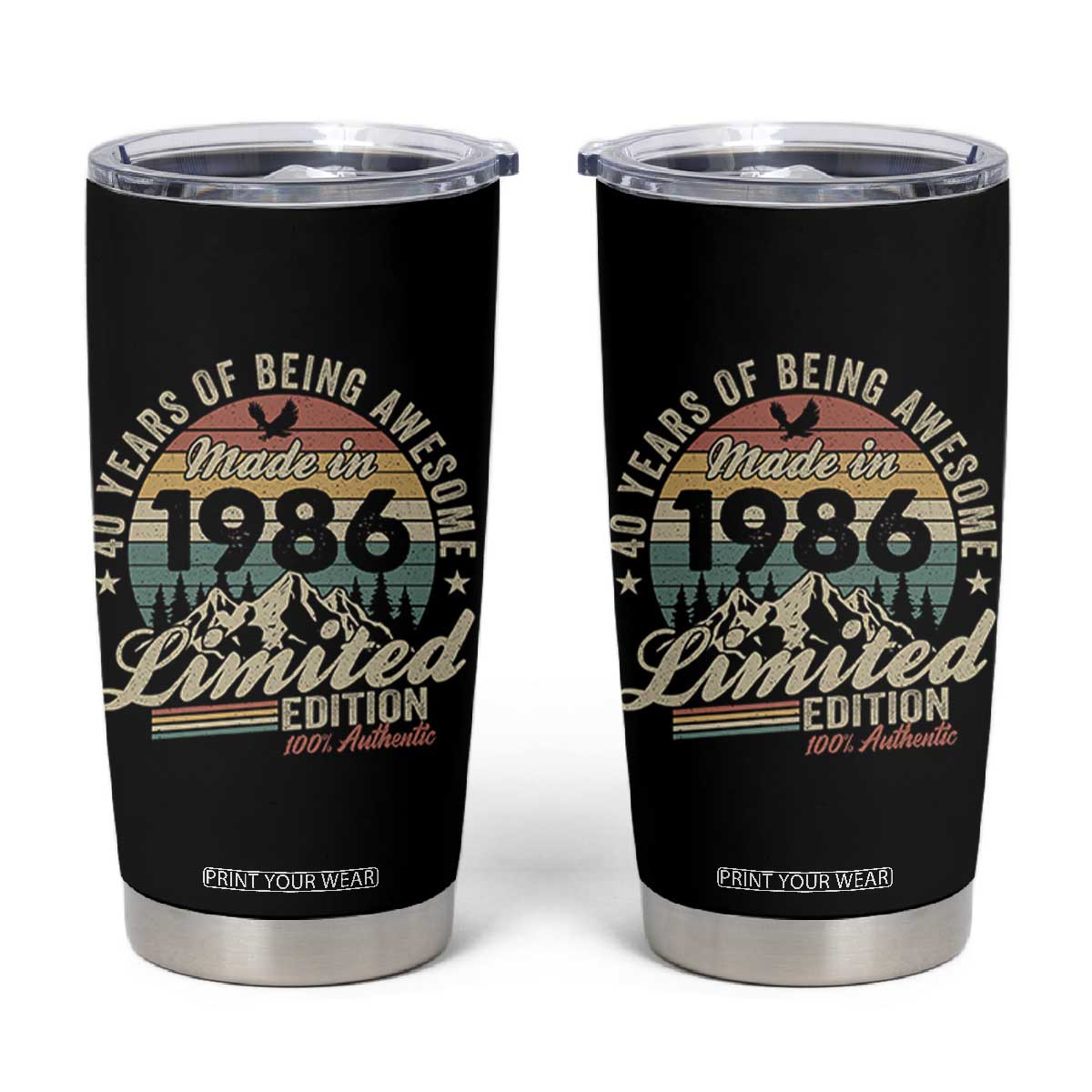 40th Birthday Made In 1986 Tumbler Cup 40 Years Of Being Awesome Vintage Limited Edition TS11 Black Print Your Wear