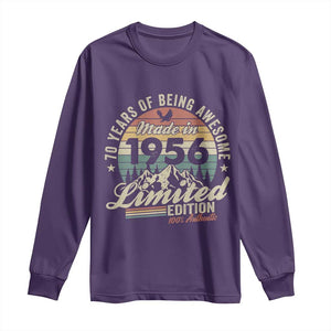 70th Birthday Made In 1956 Long Sleeve Shirt 70 Years Of Being Awesome Vintage Limited Edition TS11 Purple Print Your Wear