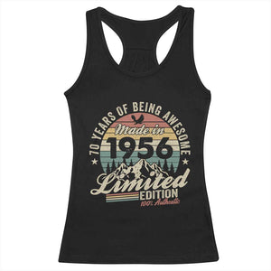 70th Birthday Made In 1956 Racerback Tank Top 70 Years Of Being Awesome Vintage Limited Edition TS11 Black Print Your Wear