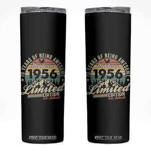 70th Birthday Made In 1956 Skinny Tumbler 70 Years Of Being Awesome Vintage Limited Edition TS11 Black Print Your Wear