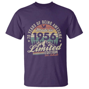 70th Birthday Made In 1956 T Shirt 70 Years Of Being Awesome Vintage Limited Edition TS11 Purple Print Your Wear