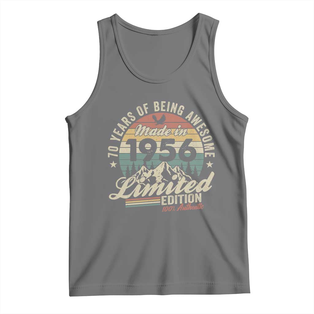 70th Birthday Made In 1956 Tank Top 70 Years Of Being Awesome Vintage Limited Edition TS11 Black Heather Print Your Wear