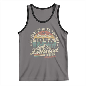 70th Birthday Made In 1956 Tank Top 70 Years Of Being Awesome Vintage Limited Edition TS11 Deep Heather Black Print Your Wear