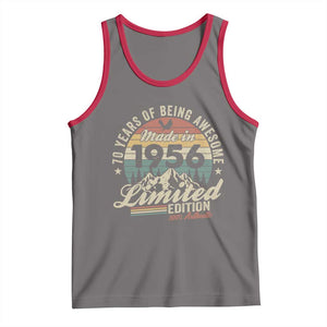 70th Birthday Made In 1956 Tank Top 70 Years Of Being Awesome Vintage Limited Edition TS11 Deep Heather Red Print Your Wear