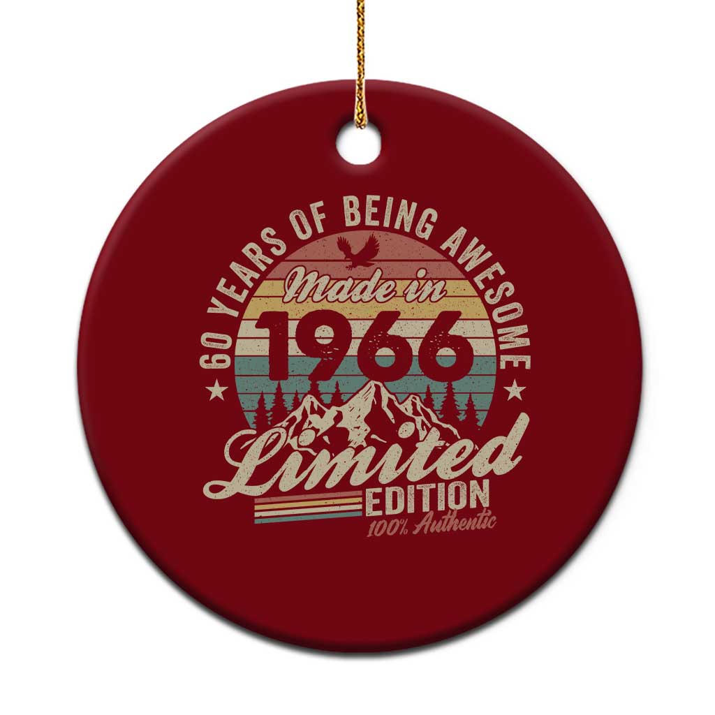 60th Birthday Made In 1966 Ceramic Ornament 60 Years Of Being Awesome Vintage Limited Edition TS11 1pc Red Print Your Wear