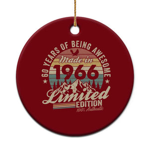60th Birthday Made In 1966 Ceramic Ornament 60 Years Of Being Awesome Vintage Limited Edition TS11 1pc Red Print Your Wear