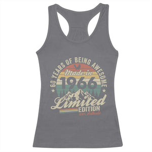 60th Birthday Made In 1966 Racerback Tank Top - 60 Years Of Being Awesome Vintage Limited Edition TS11 Charcoal Print Your Wear