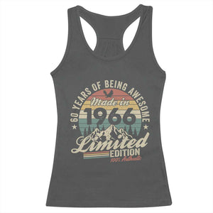 60th Birthday Made In 1966 Racerback Tank Top - 60 Years Of Being Awesome Vintage Limited Edition TS11 Dark Heather Print Your Wear