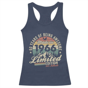 60th Birthday Made In 1966 Racerback Tank Top - 60 Years Of Being Awesome Vintage Limited Edition TS11 Navy Print Your Wear
