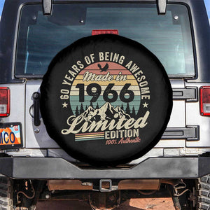 60th Birthday Made In 1966 Spare Tire Cover 60 Years Of Being Awesome Vintage Limited Edition TS11 No hole Black Print Your Wear