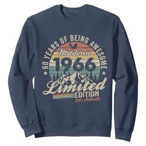 60th Birthday Made In 1966 Sweatshirt 60 Years Of Being Awesome Vintage Limited Edition TS11 Navy Print Your Wear