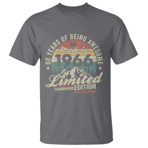 60th Birthday Made In 1966 T Shirt - 60 Years Of Being Awesome Vintage Limited Edition Tee TS11 Charcoal Print Your Wear