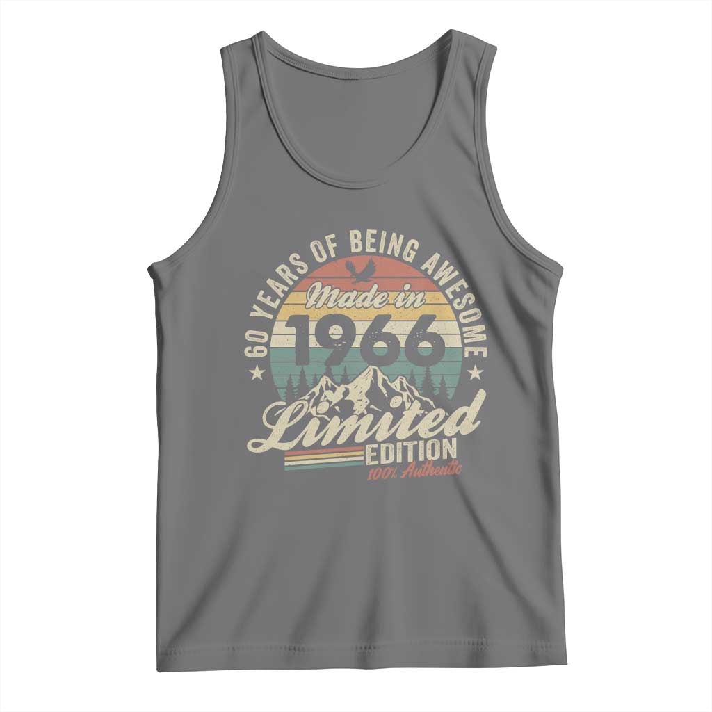 60th Birthday Made In 1966 Tank Top 60 Years Of Being Awesome Vintage Limited Edition TS11 Black Heather Print Your Wear