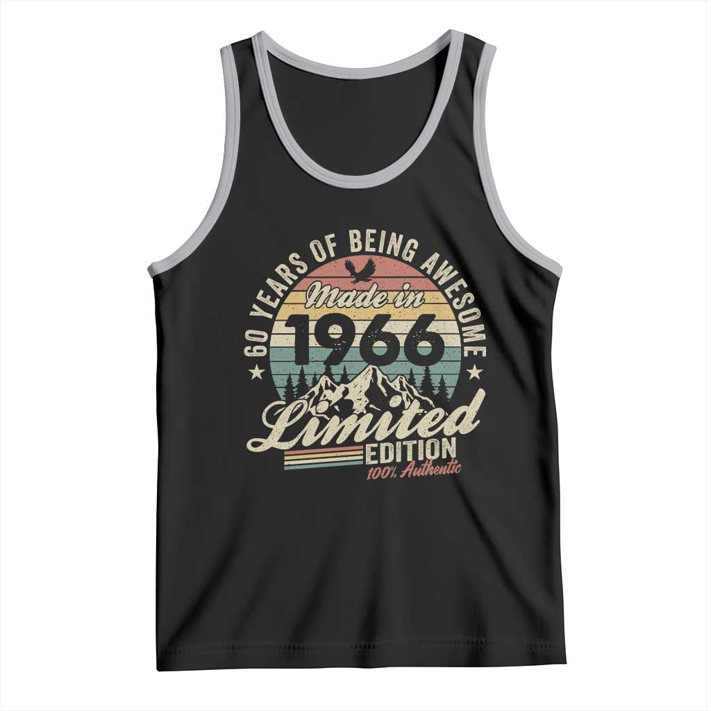 60th Birthday Made In 1966 Tank Top 60 Years Of Being Awesome Vintage Limited Edition TS11 Black Athletic Heather Print Your Wear