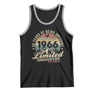 60th Birthday Made In 1966 Tank Top 60 Years Of Being Awesome Vintage Limited Edition TS11 Black Athletic Heather Print Your Wear