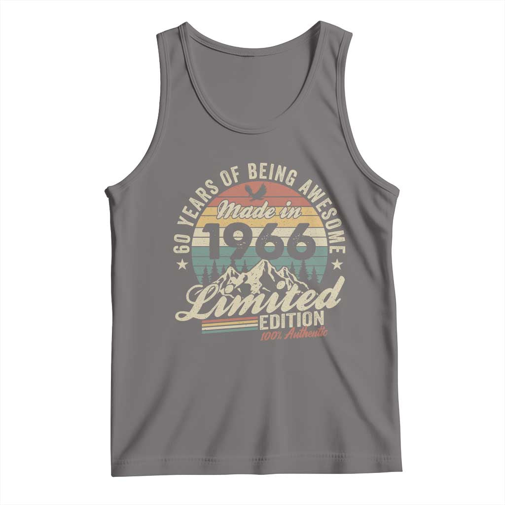 60th Birthday Made In 1966 Tank Top 60 Years Of Being Awesome Vintage Limited Edition TS11 Deep Heather Print Your Wear