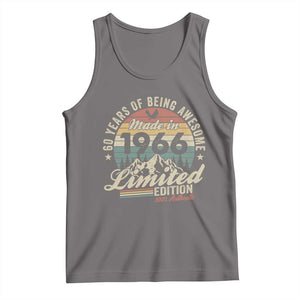 60th Birthday Made In 1966 Tank Top 60 Years Of Being Awesome Vintage Limited Edition TS11 Deep Heather Print Your Wear