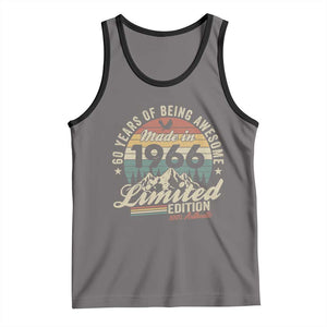 60th Birthday Made In 1966 Tank Top 60 Years Of Being Awesome Vintage Limited Edition TS11 Deep Heather Black Print Your Wear
