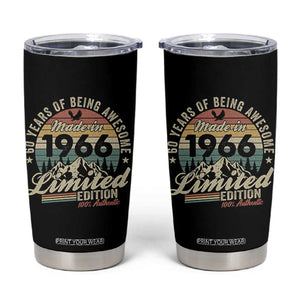 60th Birthday Made In 1966 Tumbler Cup 60 Years Of Being Awesome Vintage Limited Edition TS11 Black Print Your Wear